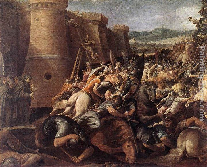 Giuseppe Cesari St Clare with the Scene of the Siege of Assisi